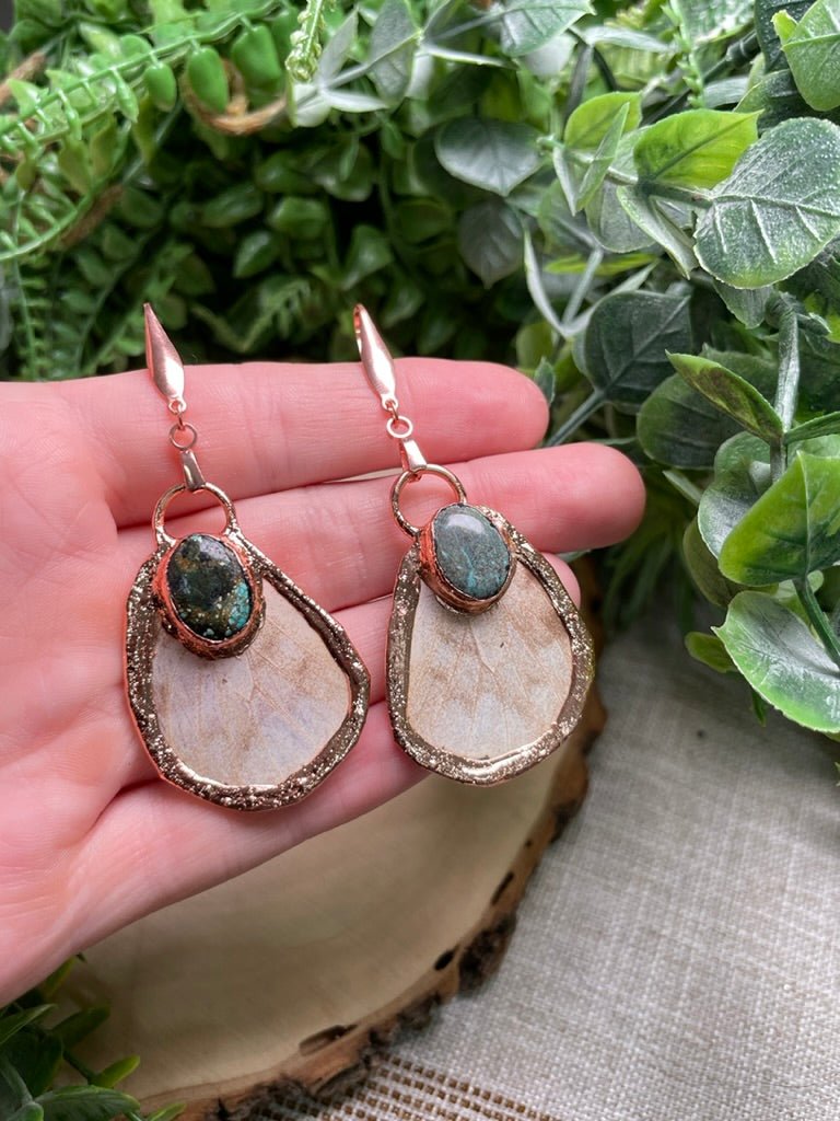 Natural Turquoise Butterfly Wing Earrings | Copper Ashes