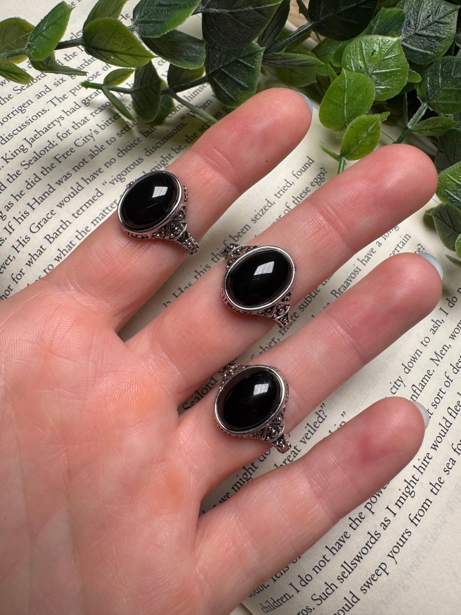 Obsidian Adjustable Ring | Copper Ashes
