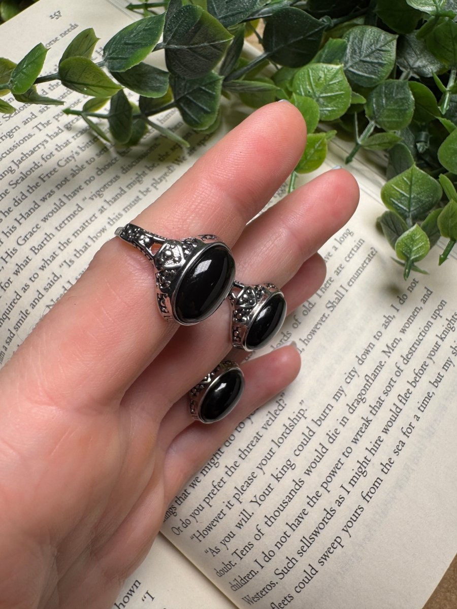 Obsidian Adjustable Ring | Copper Ashes