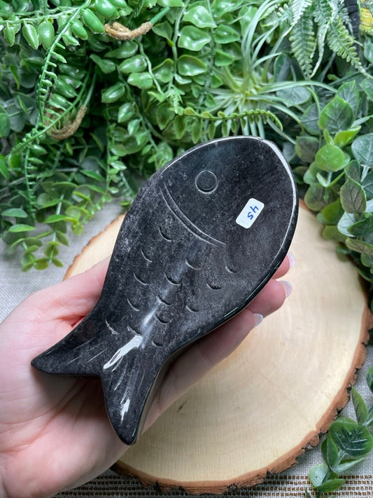 Obsidian Fish Dish (chipped) | Copper Ashes