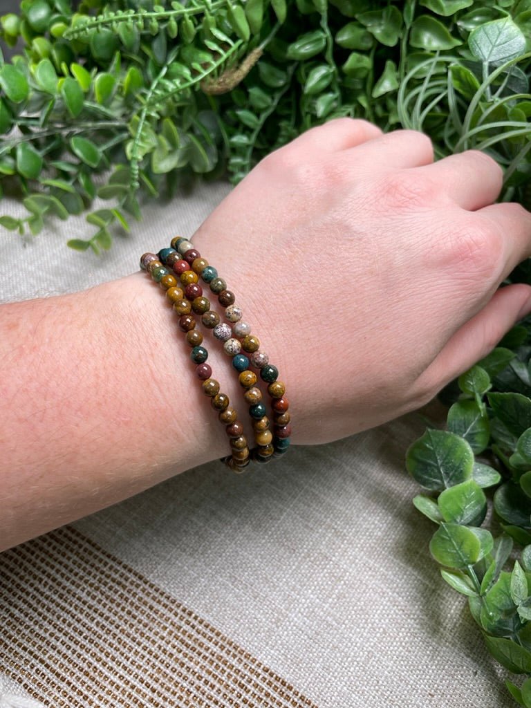 Ocean Jasper 4mm Beaded Bracelet | Copper Ashes