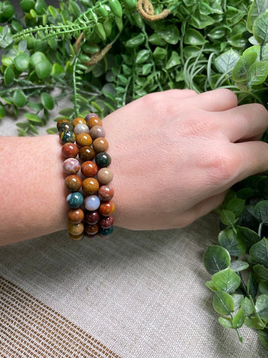 Ocean Jasper 8mm Beaded Bracelet | Copper Ashes