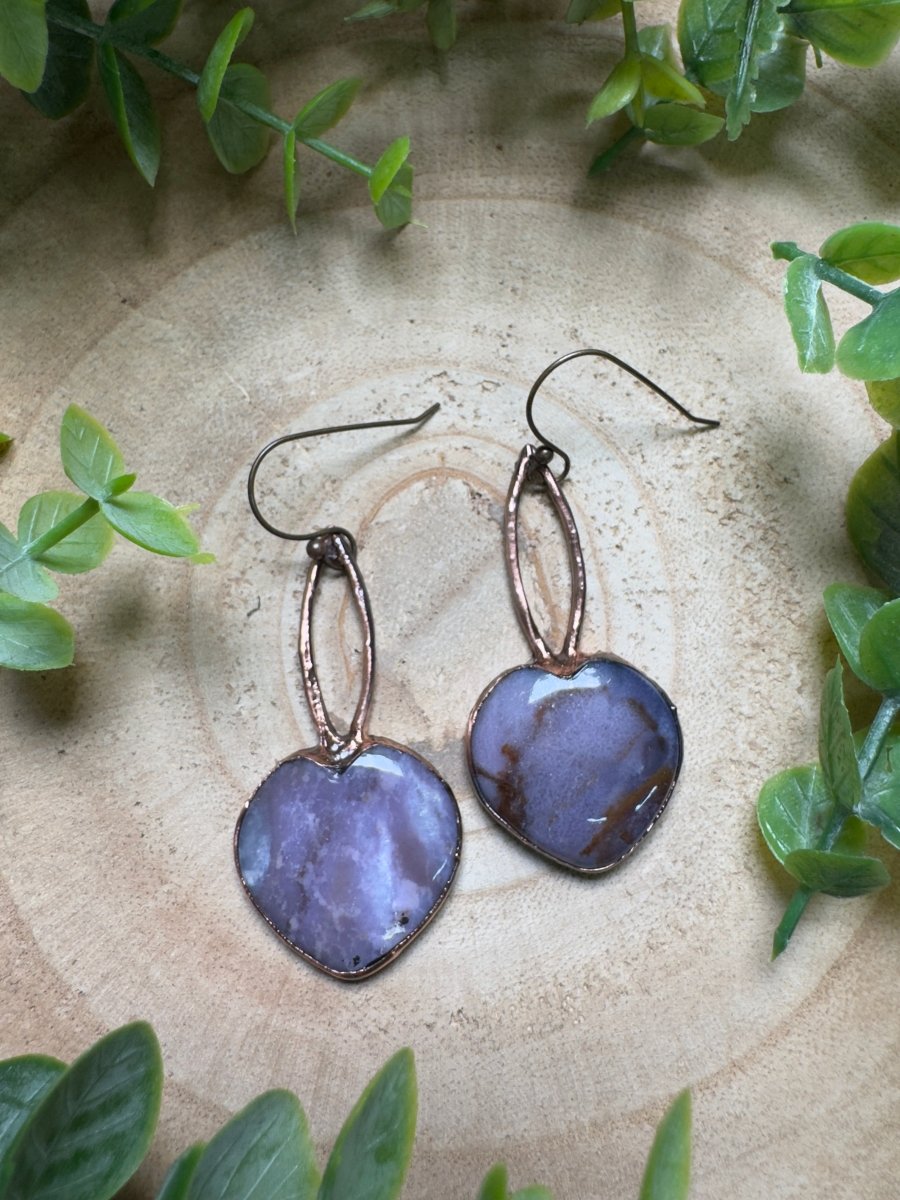 Ocean Jasper Heart Earrings | Copper Ashes