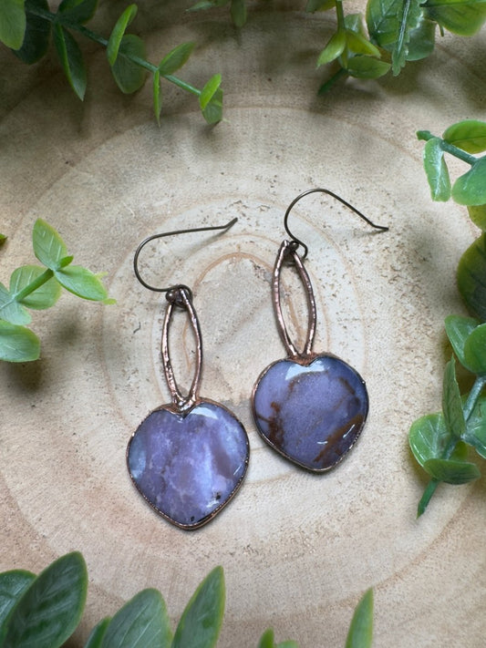 Ocean Jasper Heart Earrings | Copper Ashes