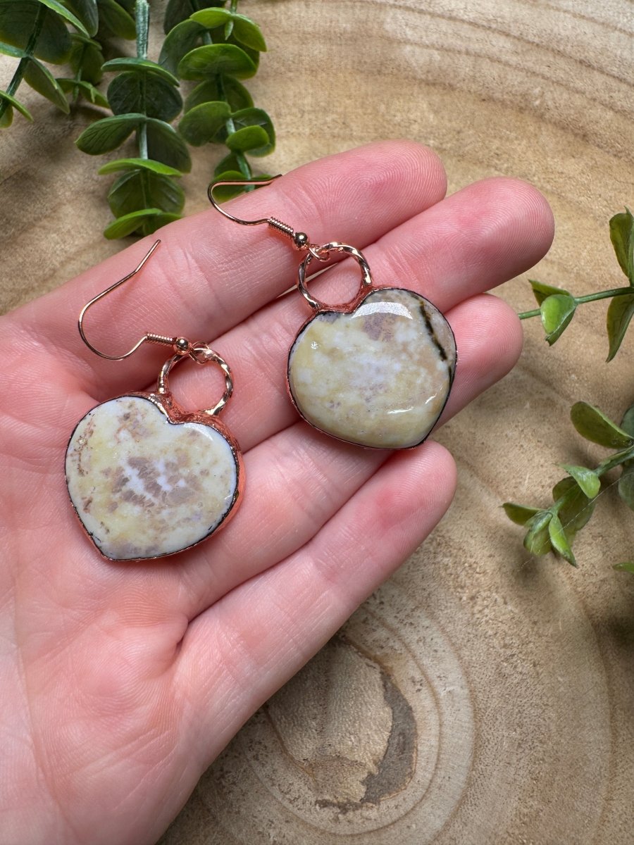 Ocean Jasper Heart Earrings | Copper Ashes
