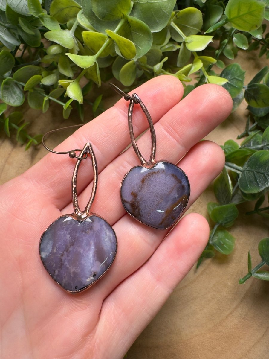 Ocean Jasper Heart Earrings | Copper Ashes
