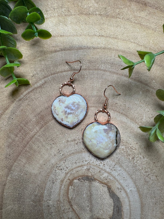 Ocean Jasper Heart Earrings | Copper Ashes