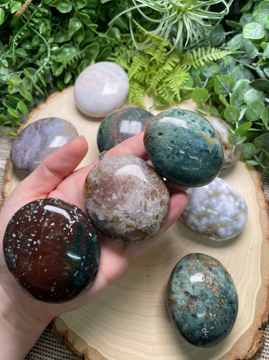 Ocean Jasper Palm Stone | Copper Ashes