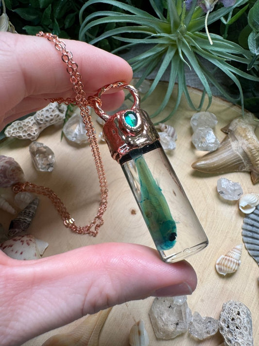 Opal and Minnow Oddity Vial Necklace | Copper Ashes