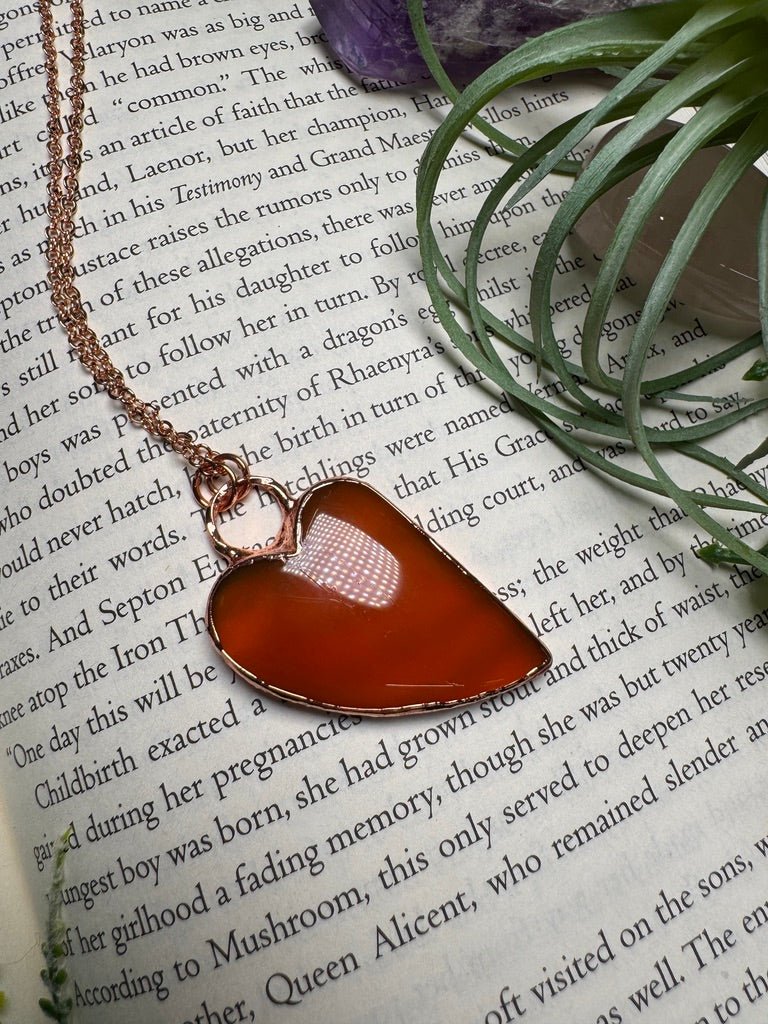 Orange Agate Heart Necklace | Copper Ashes