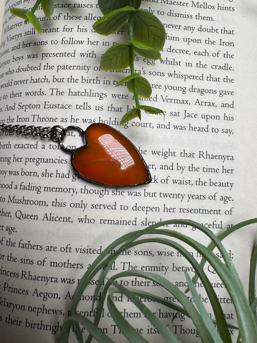 Orange Agate Heart Necklace | Copper Ashes