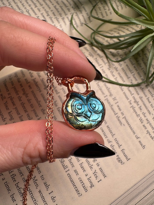 Owl Labradorite Necklace | Copper Ashes