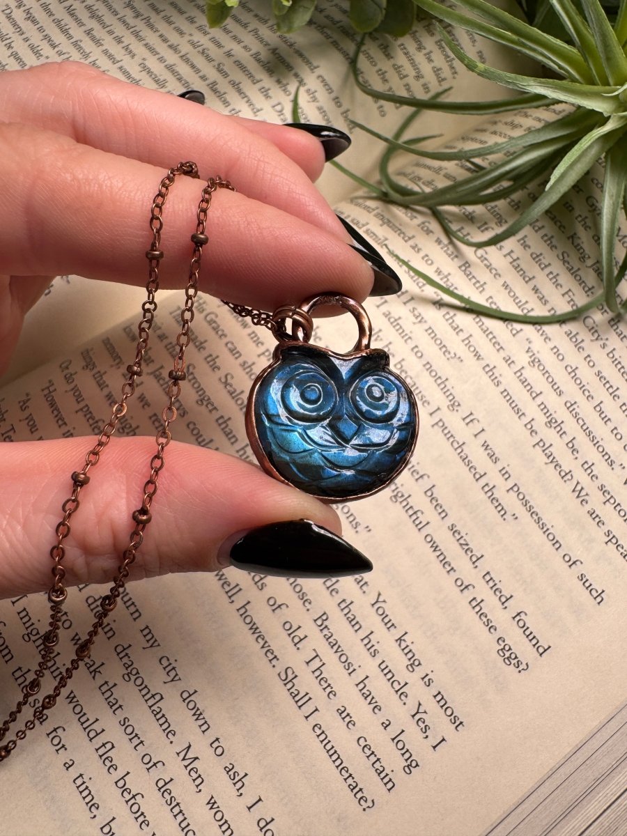 Owl Labradorite Necklace | Copper Ashes
