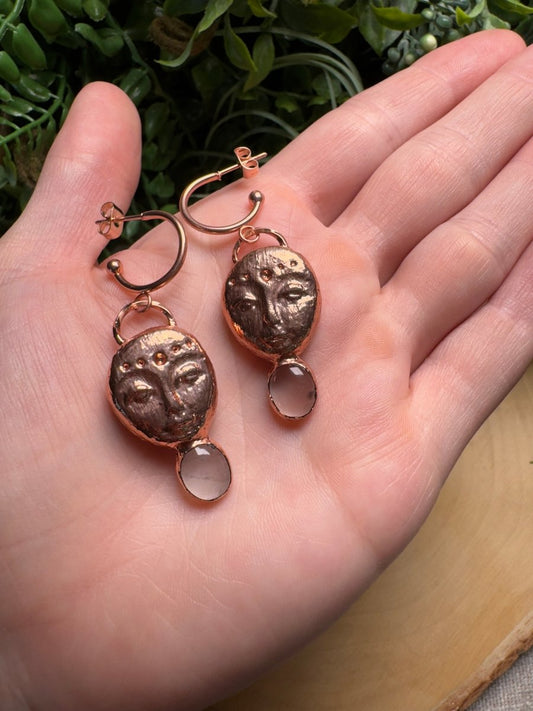 Paisley - Rose Quartz Goddess Earrings | Copper Ashes