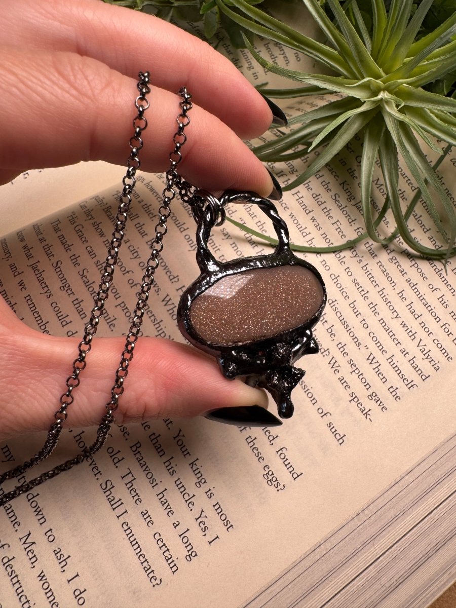 Peach Moonstone and Bone Necklace | Copper Ashes