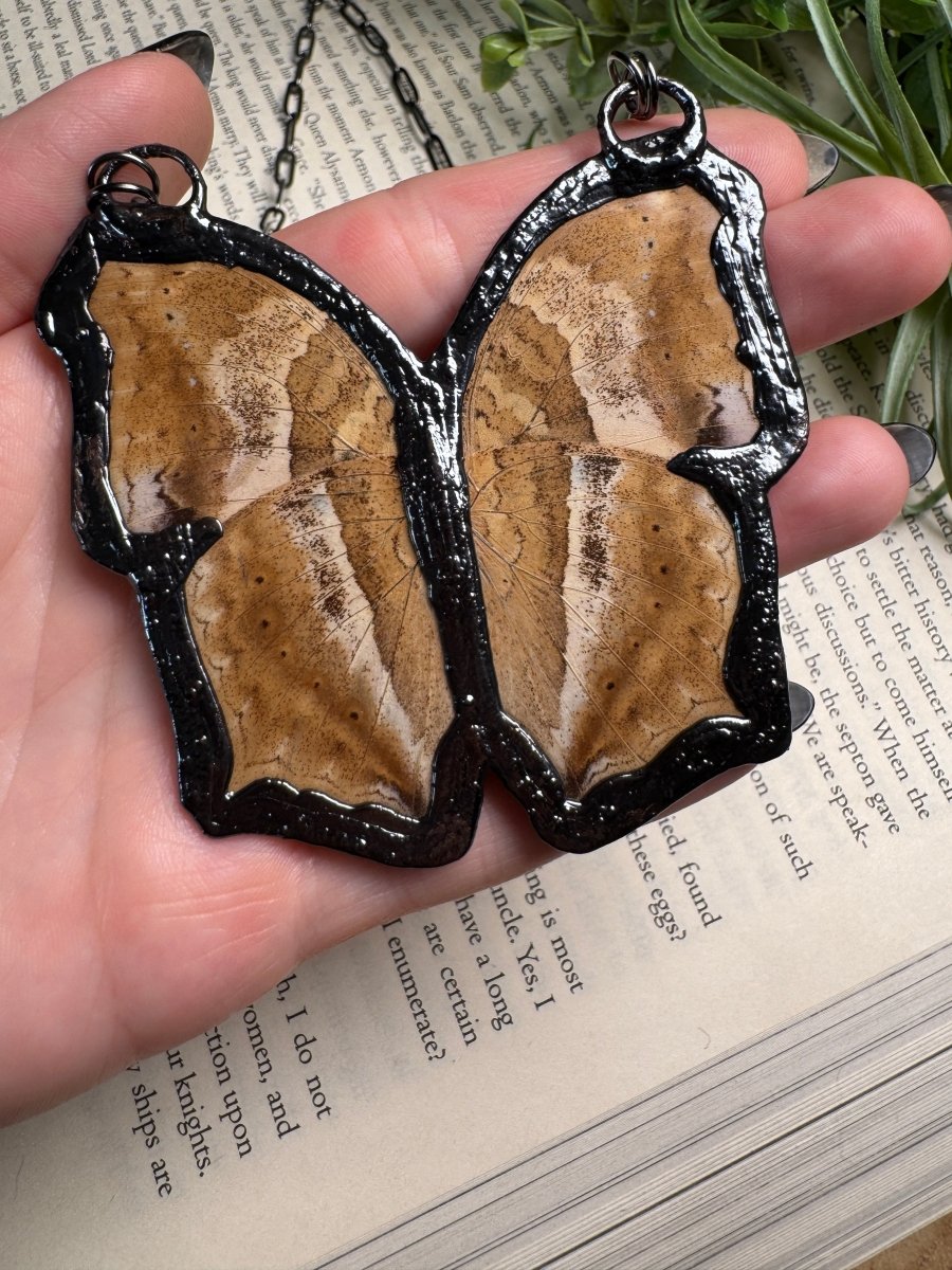 Peach Moonstone Butterfly Necklace (reversible) | Copper Ashes