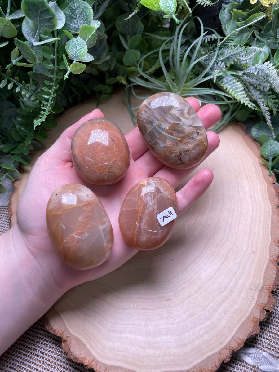 Peach Moonstone Palm stone | Copper Ashes
