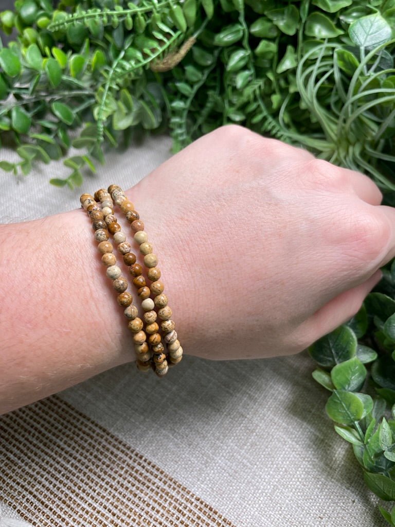 Picture Jasper 4mm Beaded Bracelet | Copper Ashes