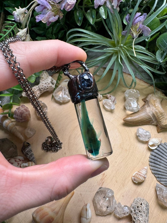 Pietersite and Minnow Oddity Vial Necklace | Copper Ashes