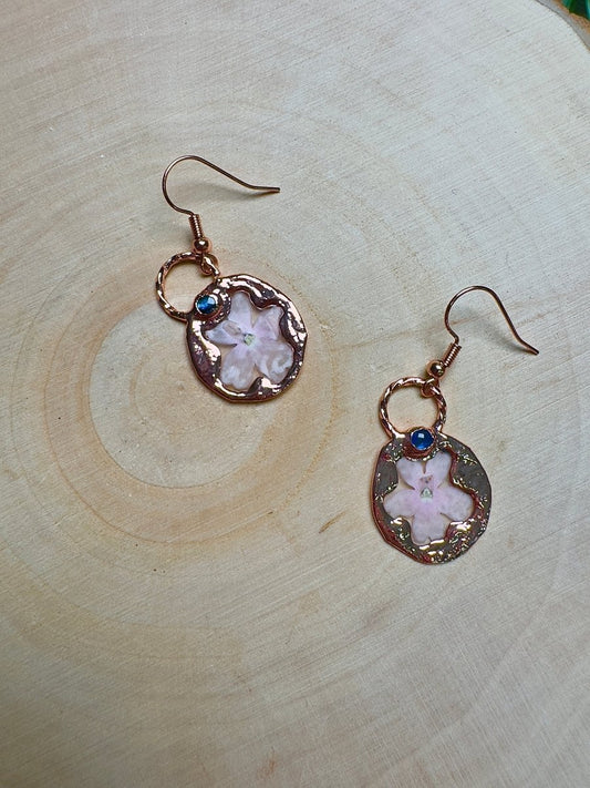 Pinevia - Abalone Shell and Flower Earrings | Copper Ashes