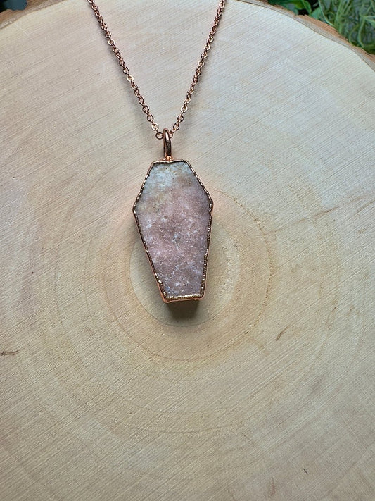 Pink Amethyst Coffin Necklace | Copper Ashes