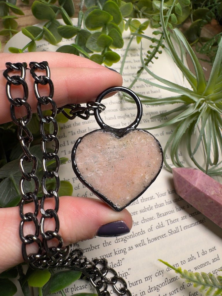 Pink Amethyst Heart Necklace | Copper Ashes