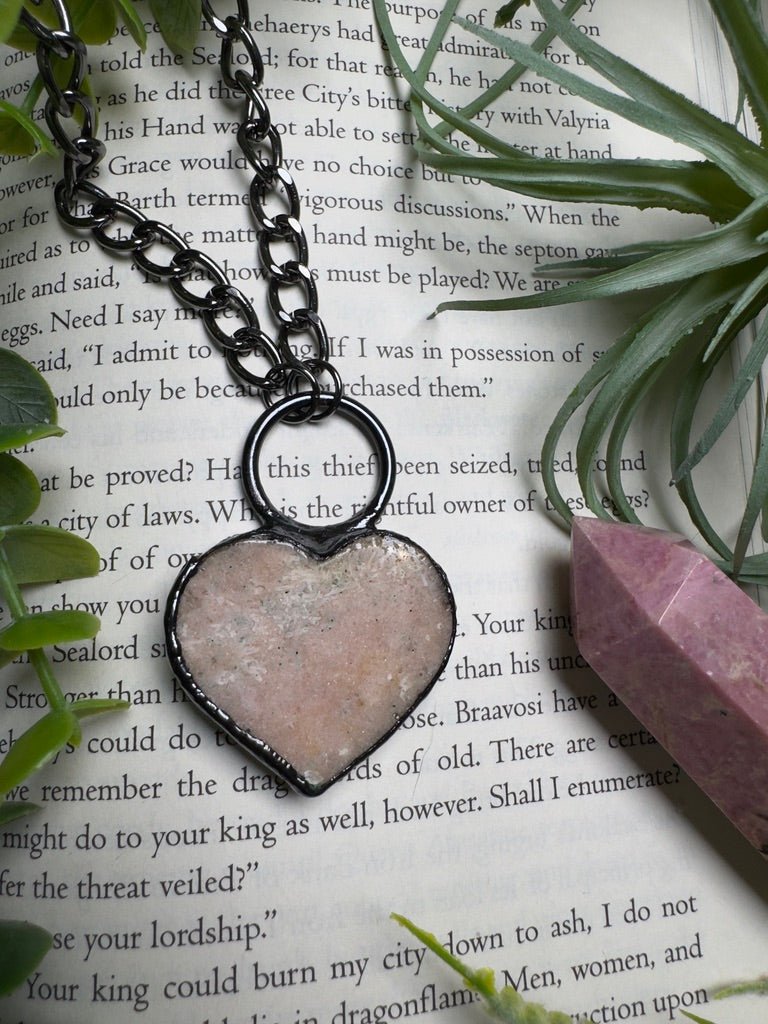 Pink Amethyst Heart Necklace | Copper Ashes