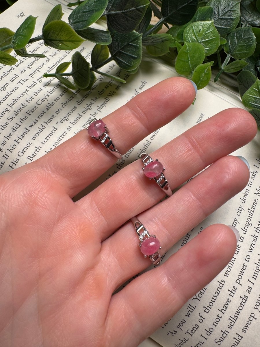 Pink Glass Adjustable Ring | Copper Ashes