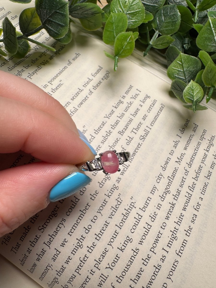 Pink Glass Adjustable Ring | Copper Ashes