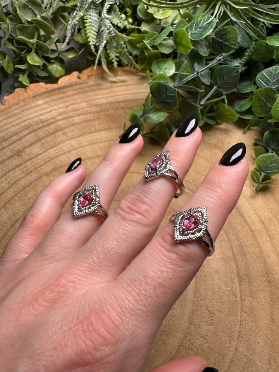 Pink Glass Ring Adjustable | Copper Ashes