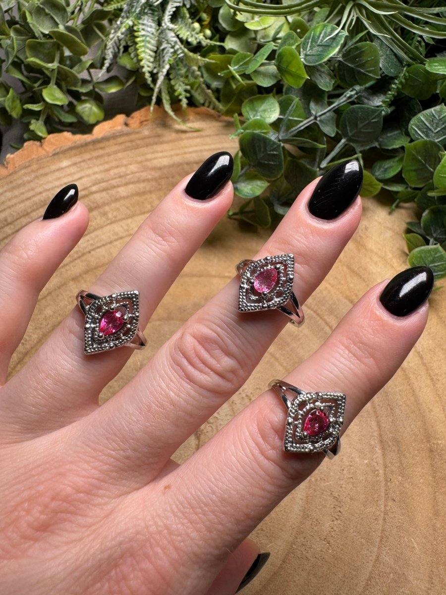 Pink Glass Ring Adjustable | Copper Ashes