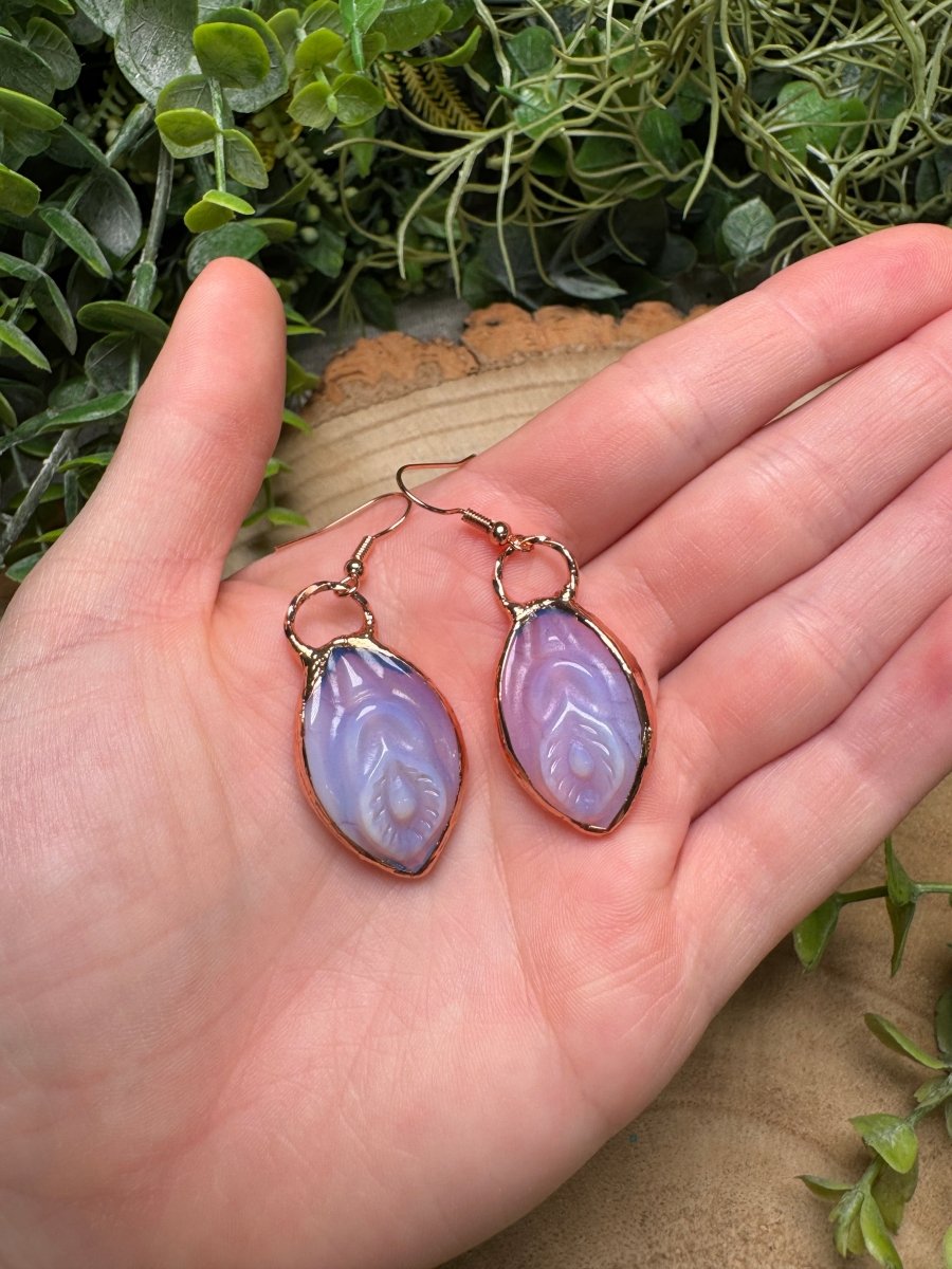 Pink Opalite Yoni Earrings | Copper Ashes