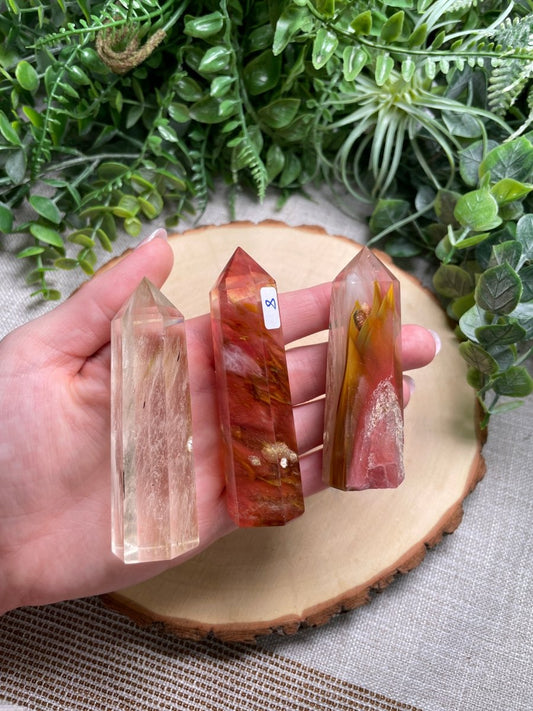 Pink Smelted Quartz (Glass) Tower | Copper Ashes