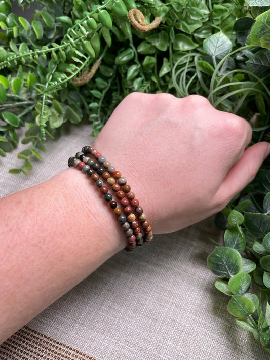 Polychrome Jasper 4mm Beaded Bracelet | Copper Ashes