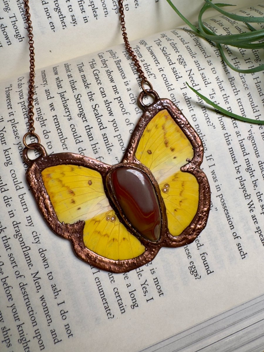 Polychrome Jasper Butterfly Necklace | Copper Ashes