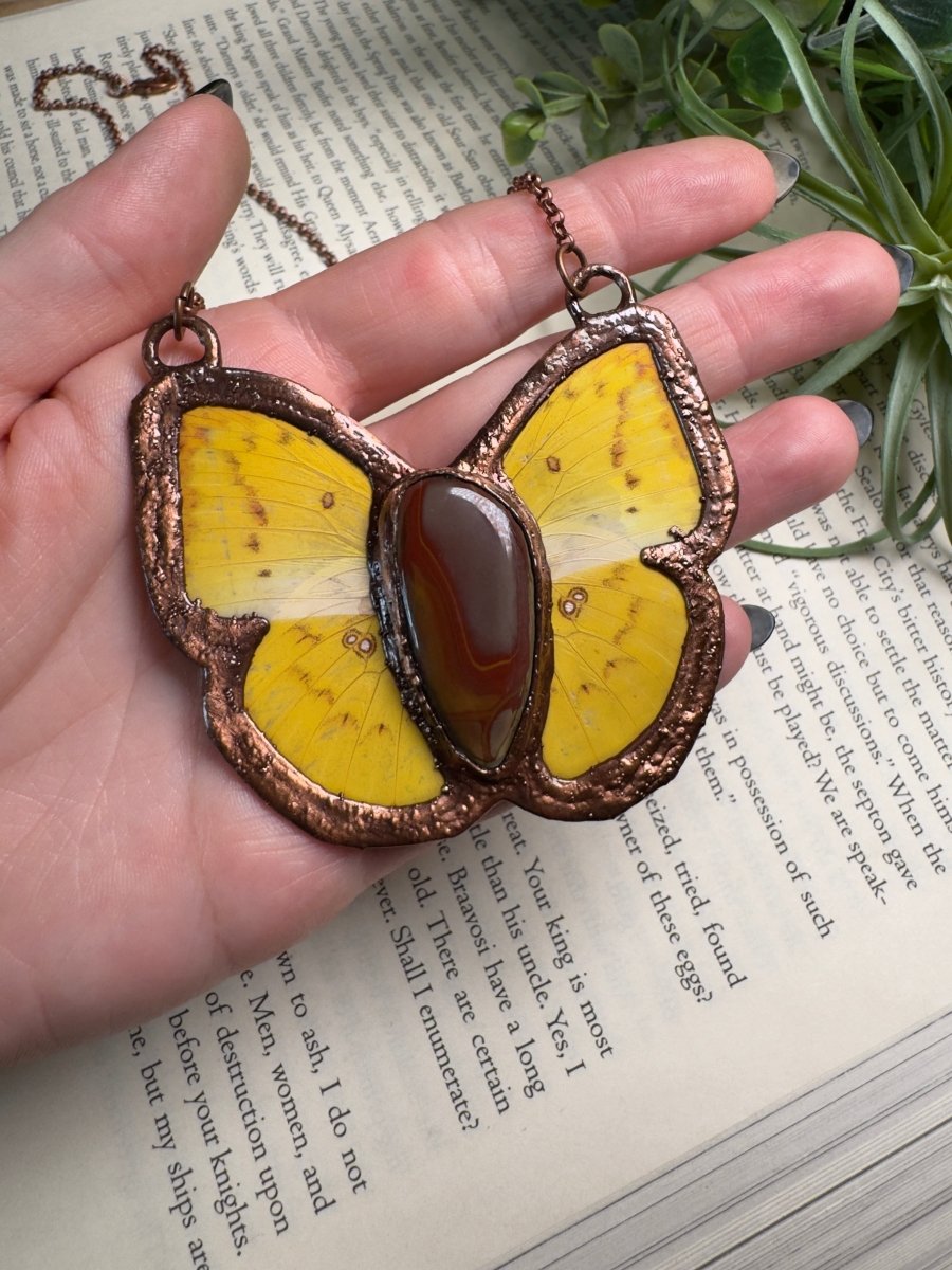 Polychrome Jasper Butterfly Necklace | Copper Ashes