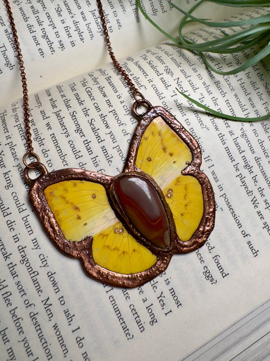 Polychrome Jasper Butterfly Necklace | Copper Ashes