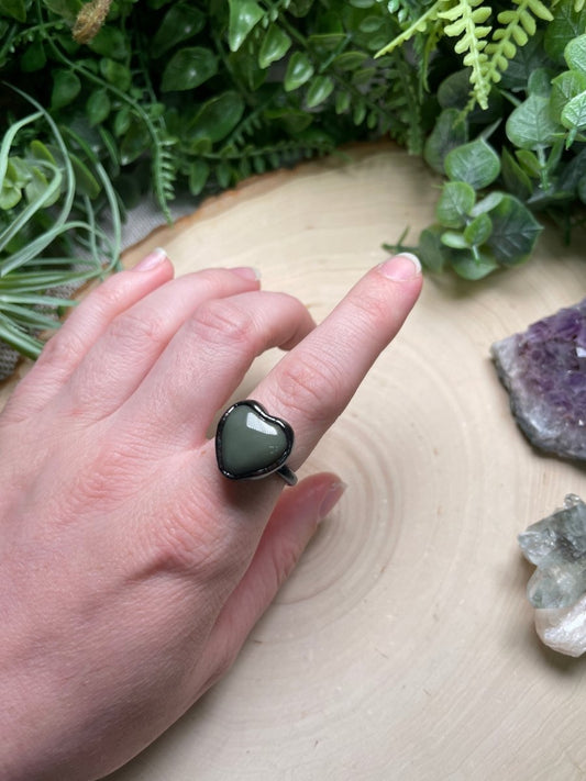 Polychrome Jasper Heart Ring Size 7.5 | Copper Ashes