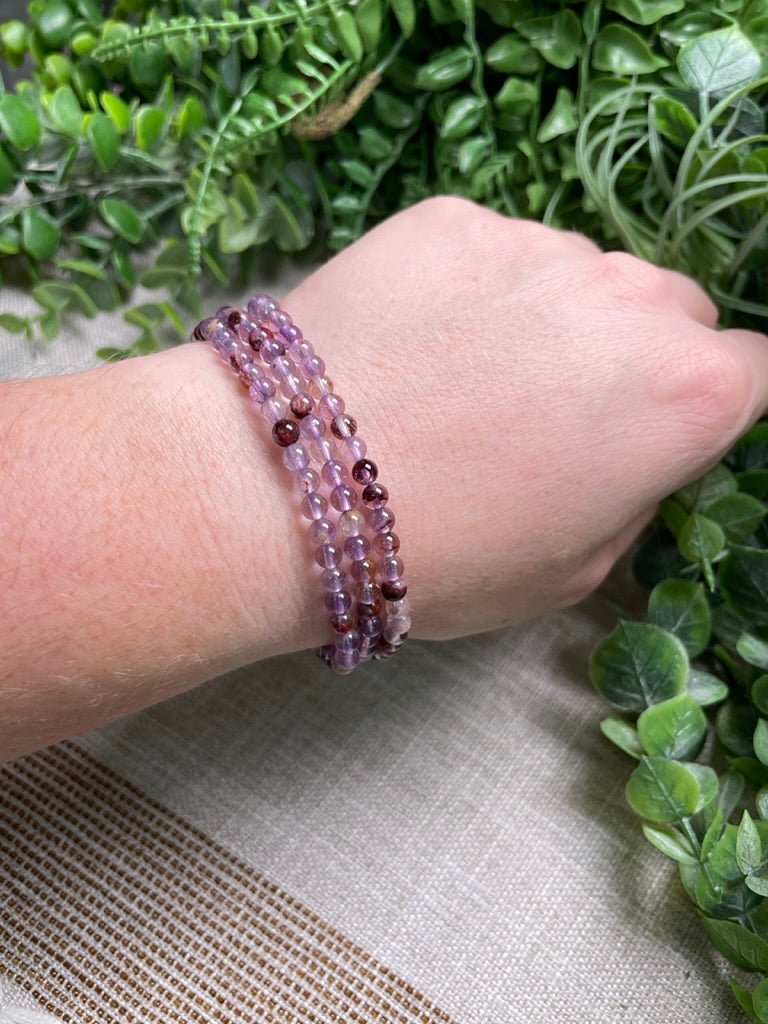 Purple Garden Quartz 4mm Beaded Bracelet | Copper Ashes