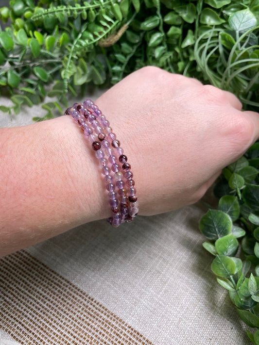 Purple Garden Quartz 4mm Beaded Bracelet | Copper Ashes