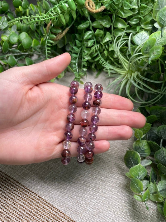 Purple Garden Quartz 8mm Beaded Bracelet | Copper Ashes