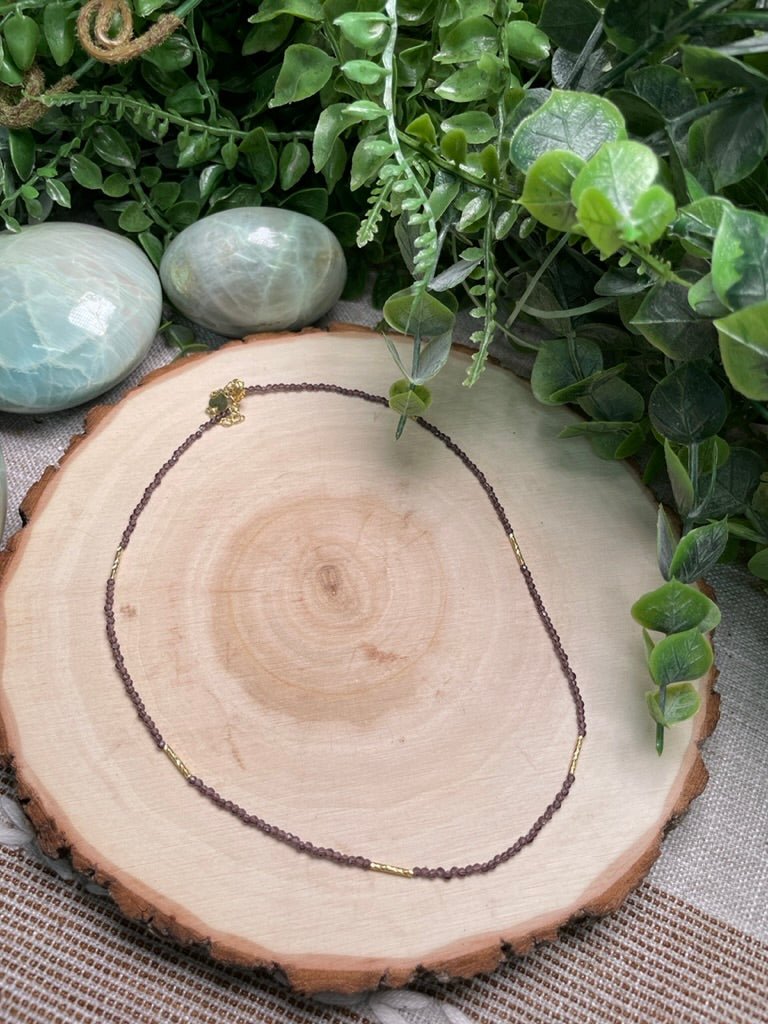 Purple Glass Crystal Choker Necklace | Copper Ashes