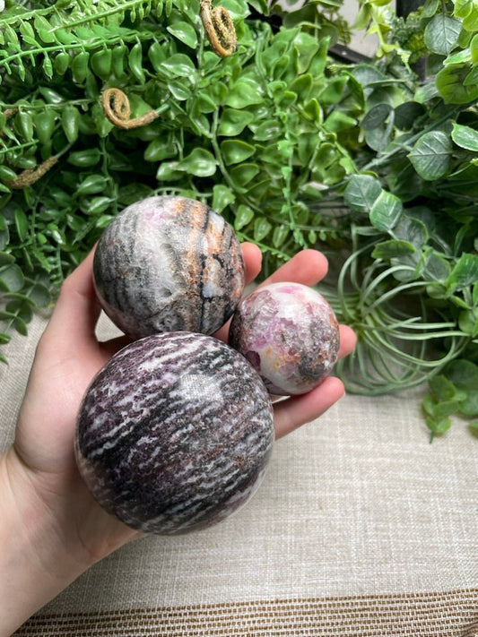 Purple Zebra Jasper Sphere | Copper Ashes