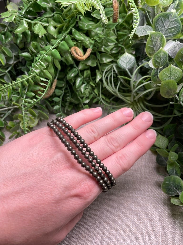 Pyrite 4mm Beaded Bracelet | Copper Ashes