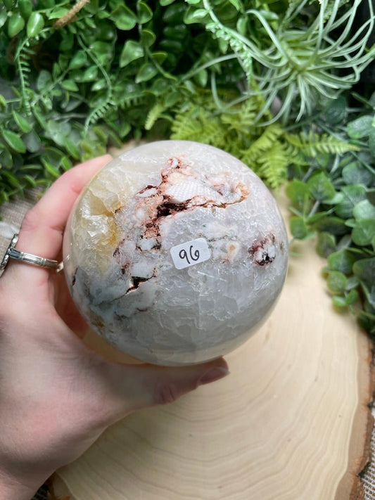 Quartz and Flower Agate Sphere | Copper Ashes
