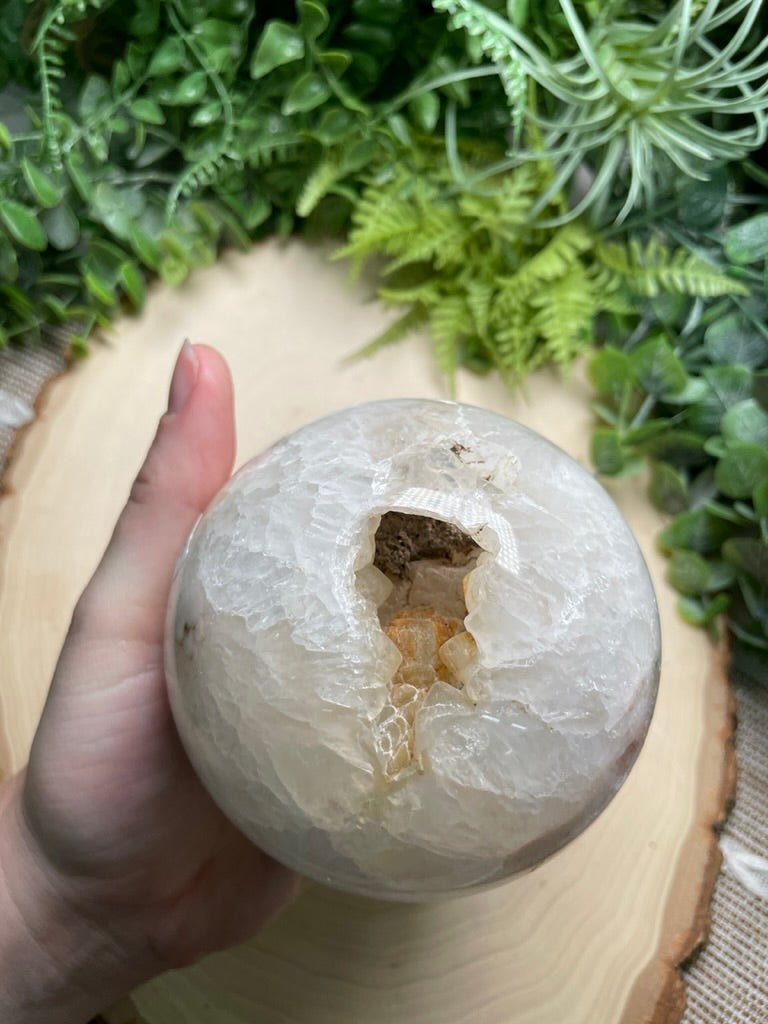 Quartz and Flower Agate Sphere | Copper Ashes