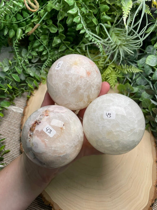 Quartz and Flower Agate Sphere | Copper Ashes