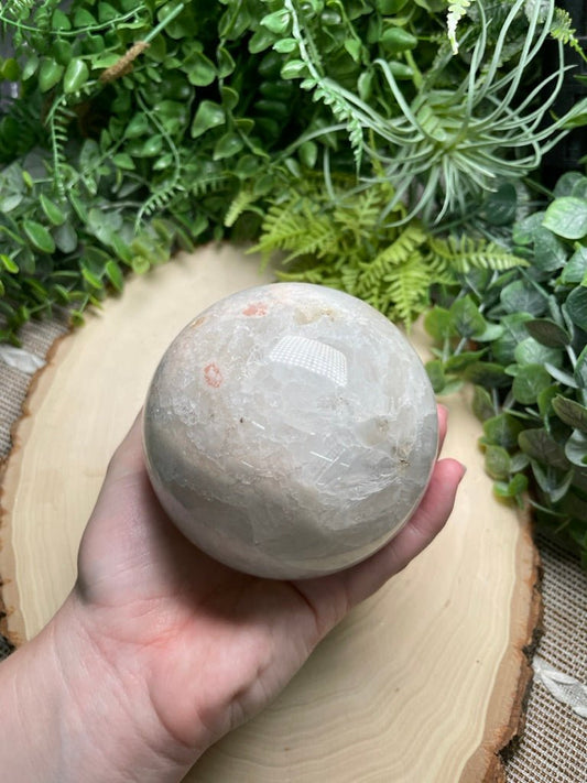 Quartz and Flower Agate Sphere | Copper Ashes