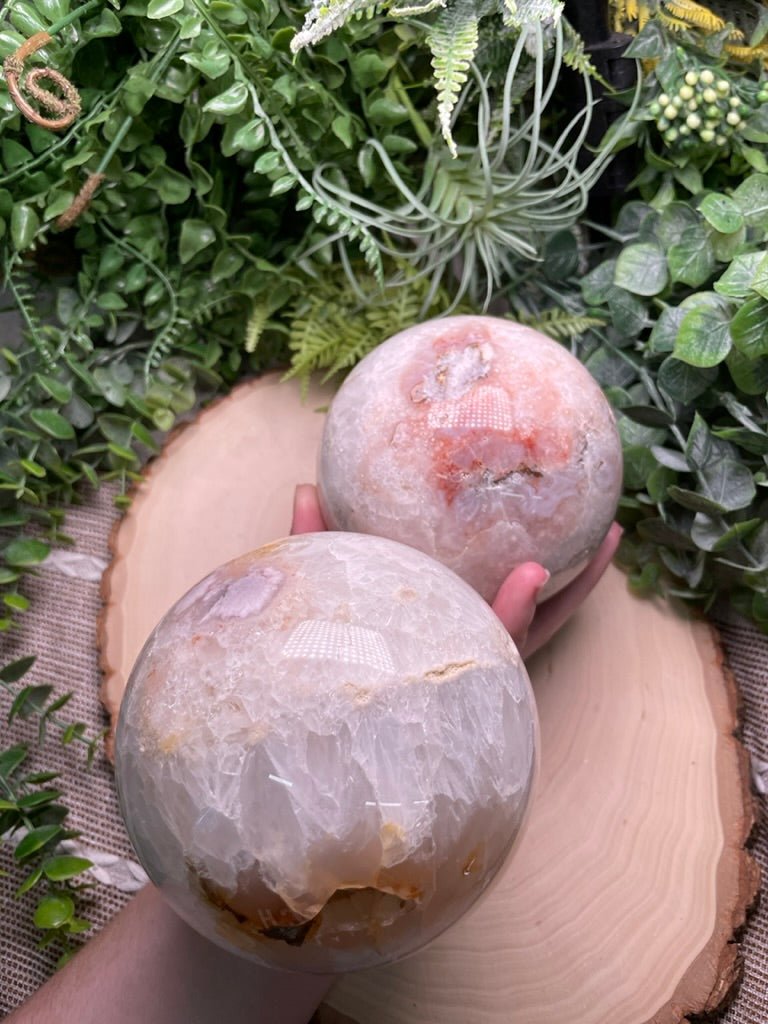 Quartz and Flower Agate Sphere | Copper Ashes