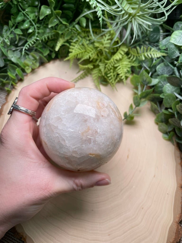 Quartz and Flower Agate Sphere | Copper Ashes